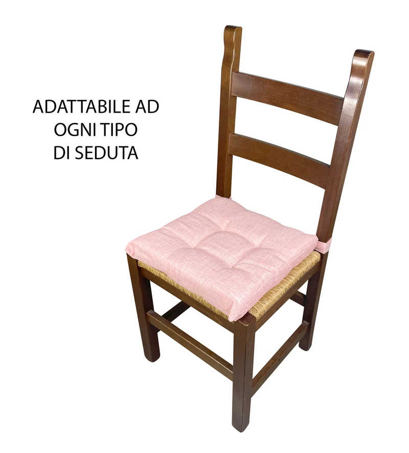 Set 6 Cuscini Imbottiti per Sedia 40x40 in Cotone con Lacci 4 Punti Made in Italy Il Gruppone