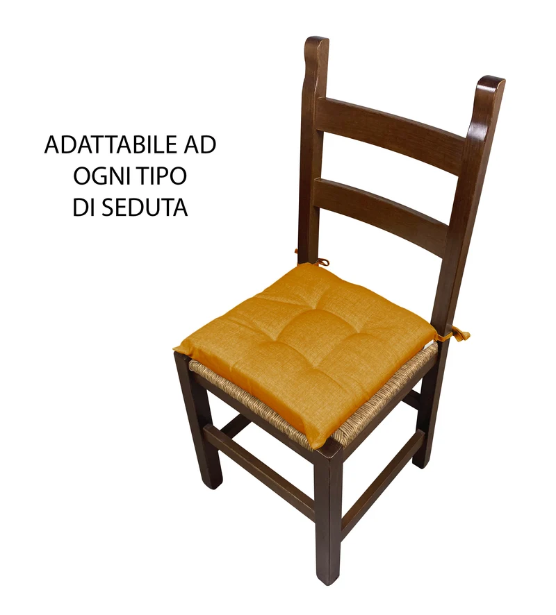 Set 6 Cuscini Imbottiti per Sedia 40x40 in Cotone con Lacci 4 Punti Made in Italy Il Gruppone