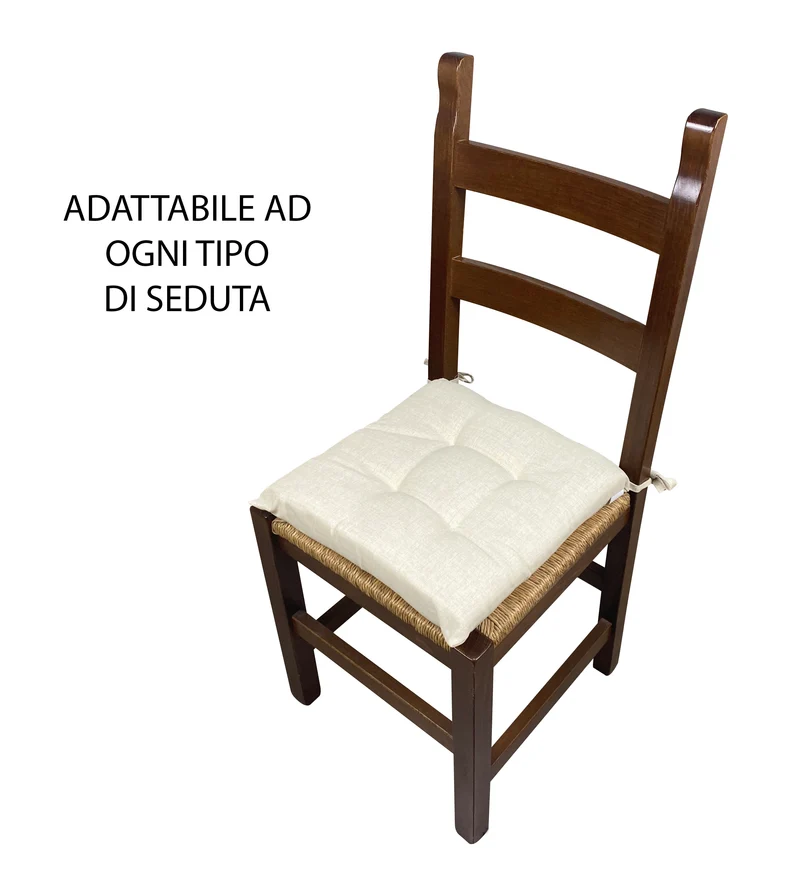 Set 6 Cuscini Imbottiti per Sedia 40x40 in Cotone con Lacci 4 Punti Made in Italy Il Gruppone