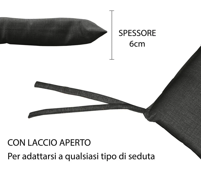 Set 6 Cuscini Imbottiti per Sedia 40x40 in Cotone con Lacci 4 Punti Made in Italy Il Gruppone