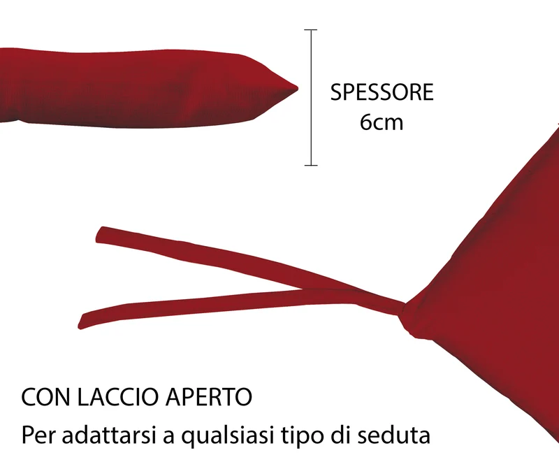 Set 6 Cuscini Imbottiti per Sedia 40x40 in Cotone con Lacci 4 Punti Made in Italy Il Gruppone