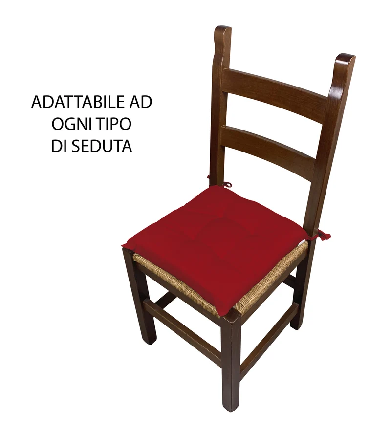 Set 6 Cuscini Imbottiti per Sedia 40x40 in Cotone con Lacci 4 Punti Made in Italy Il Gruppone