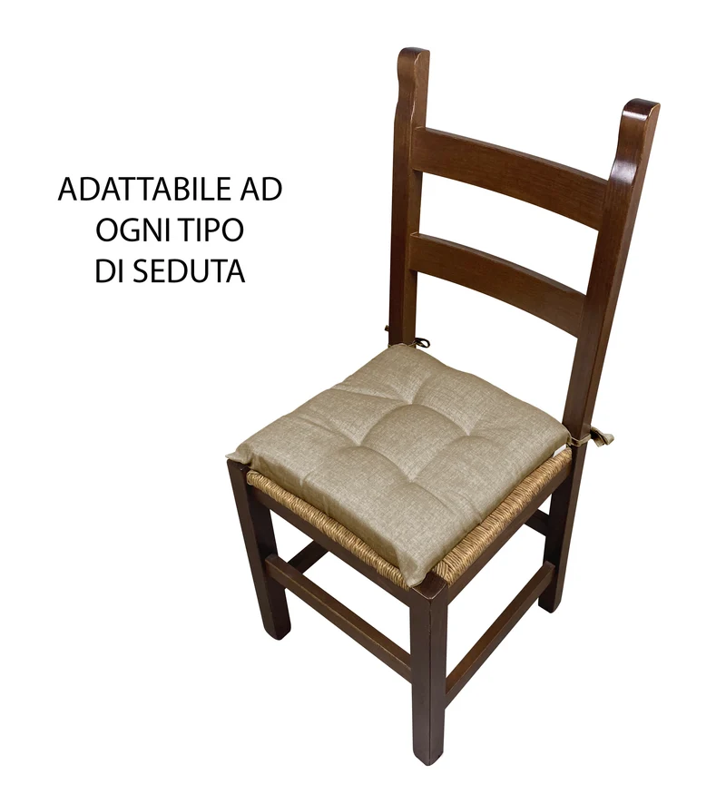 Set 6 Cuscini Imbottiti per Sedia 40x40 in Cotone con Lacci 4 Punti Made in Italy Il Gruppone
