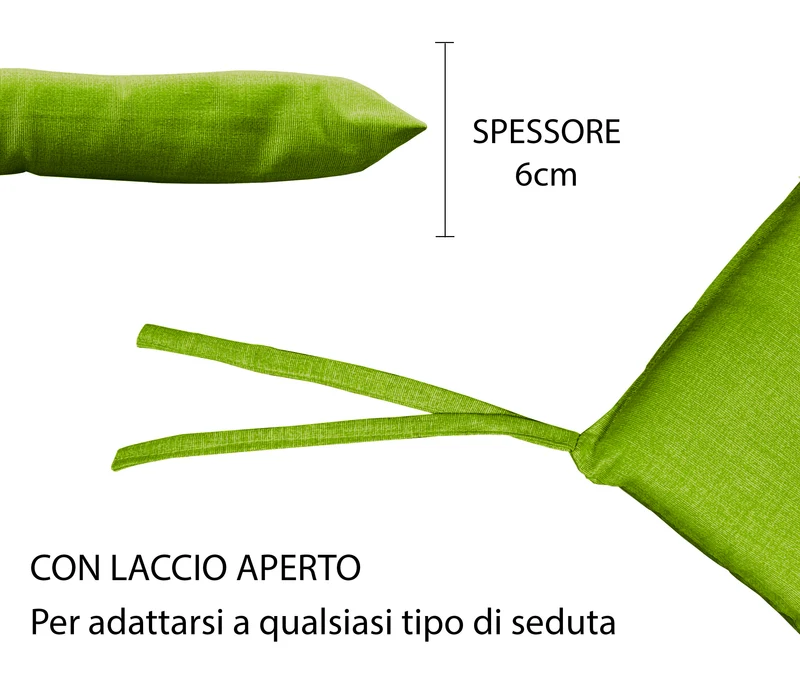 Set 6 Cuscini Imbottiti per Sedia 40x40 in Cotone con Lacci 4 Punti Made in Italy Il Gruppone