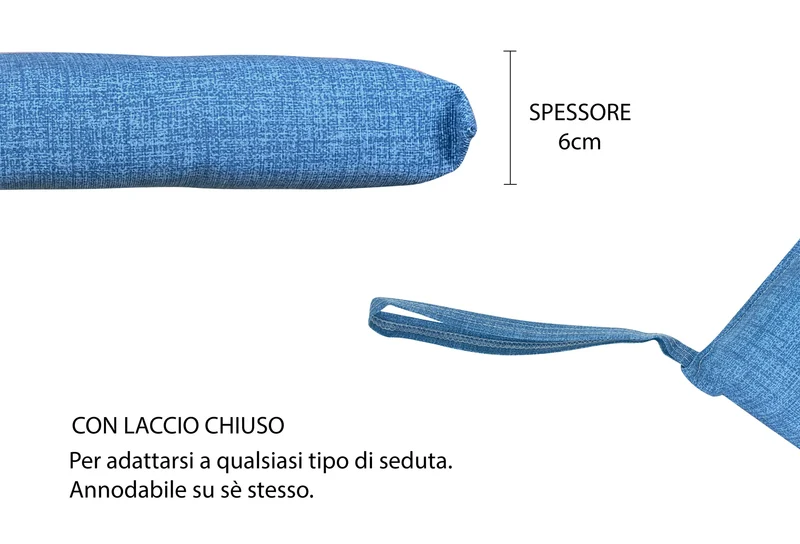 Set 6 Cuscini Imbottiti per Sedia 40x40 in Cotone con Lacci 4 Punti Made in Italy Il Gruppone