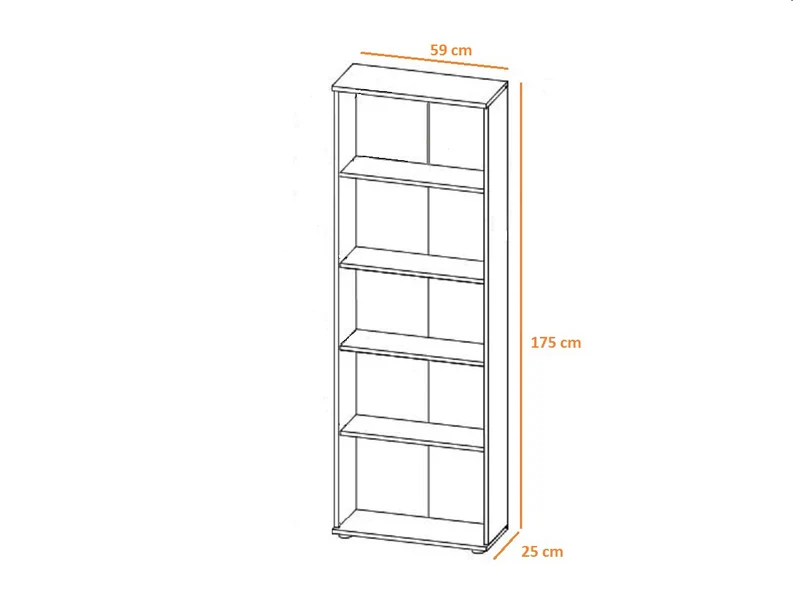 Libreria moderna 5 ripiani in legno quercia natura cm 59x24x175h