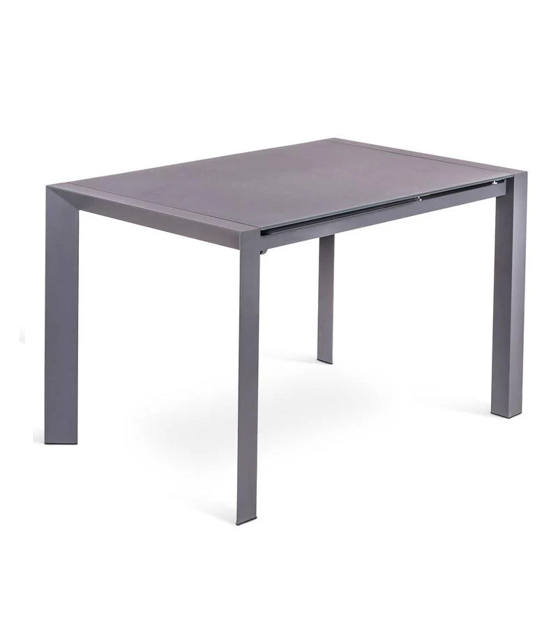 Tavolo da pranzo allungabile in metallo e vetro temperato cm 122/182x80x76h - vari colori