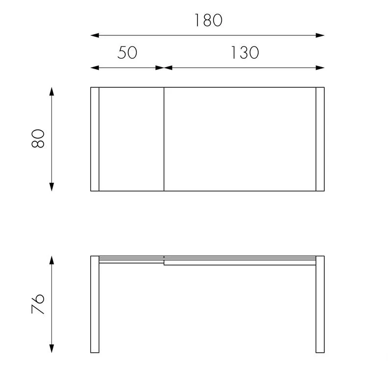Tavolo da pranzo allungabile in metallo e vetro temperato cm 122/182x80x76h - vari colori