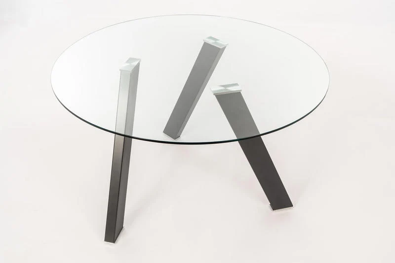 Tavolo tondo moderno base in metallo piano in vetro trasparente cm Ø 120x75h - vari colori