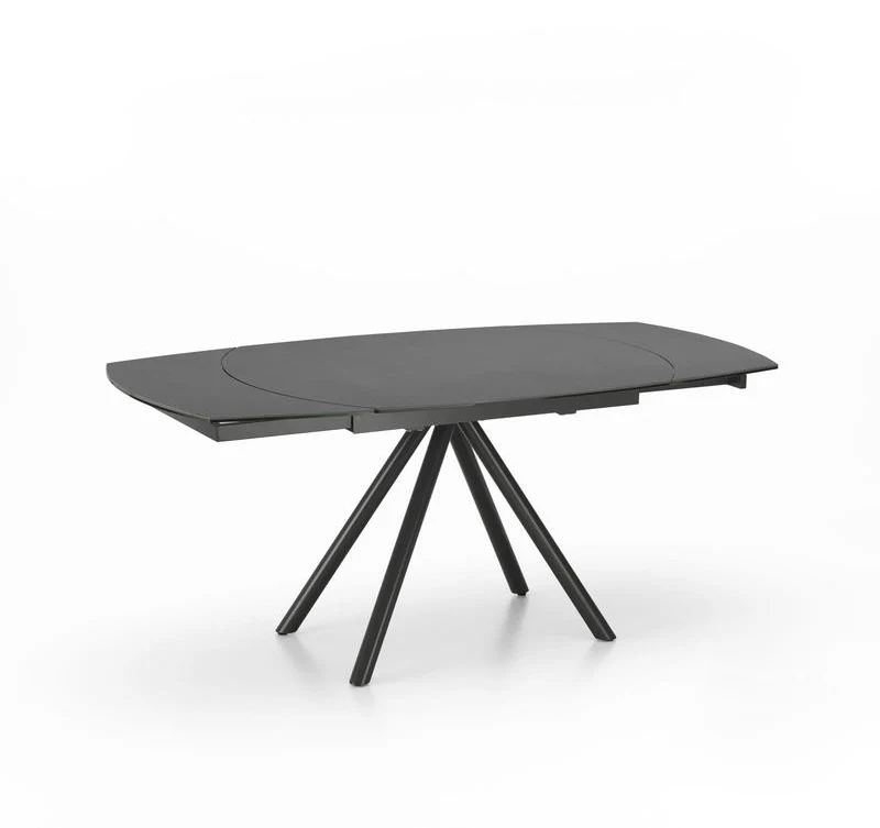 Tavolo design allungabile rotante in metallo piano in ceramica colore grigio cm 120/180x90x76h