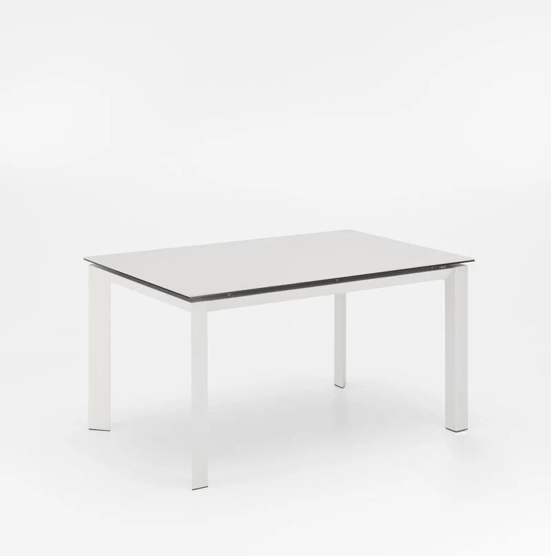 Account - Tavolo moderno allungabile in metallo e piano in ceramica bianco cm 90x140/220x75h