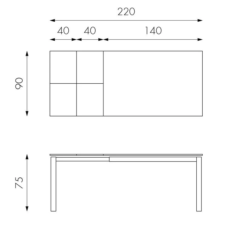 Account - Tavolo moderno allungabile in metallo e piano in ceramica bianco cm 90x140/220x75h