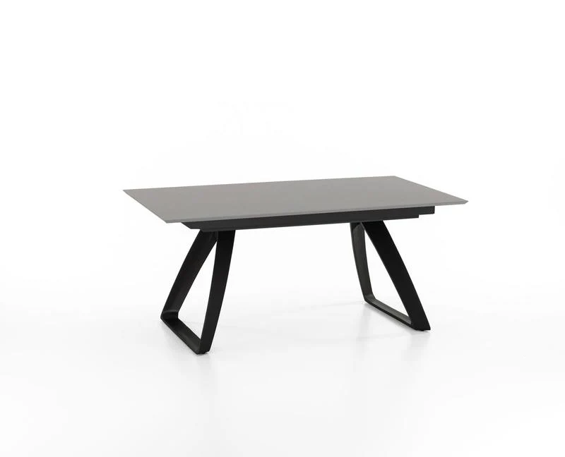 Tavolo moderno allungabile in metallo piano in legno colore grigio scuro cm 170/270x90x76h