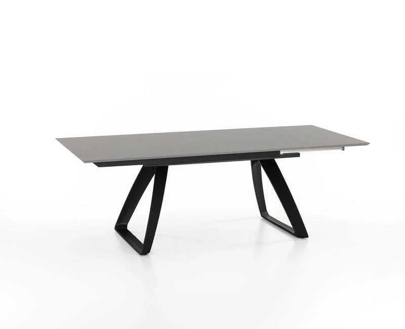 Tavolo moderno allungabile in metallo piano in legno colore grigio scuro cm 170/270x90x76h