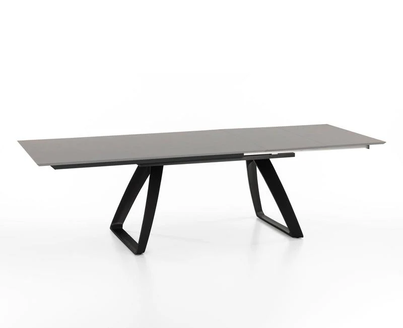 Tavolo moderno allungabile in metallo piano in legno colore grigio scuro cm 170/270x90x76h
