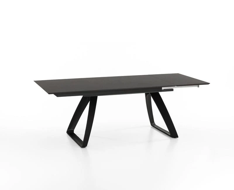 Tavolo moderno allungabile in metallo piano in legno colore grigio scuro cm 170/270x90x76h