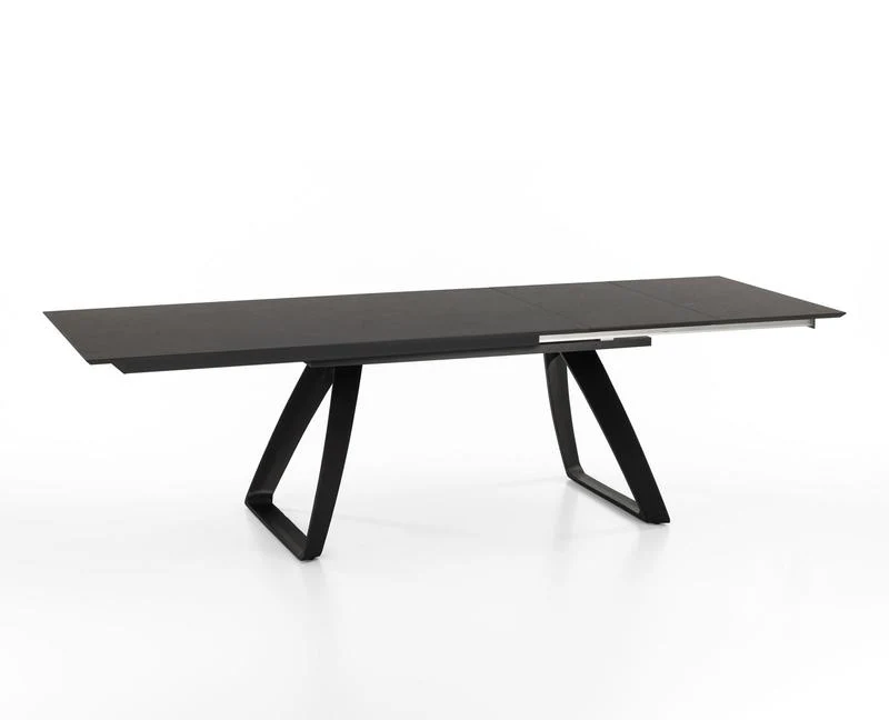 Tavolo moderno allungabile in metallo piano in legno colore grigio scuro cm 170/270x90x76h