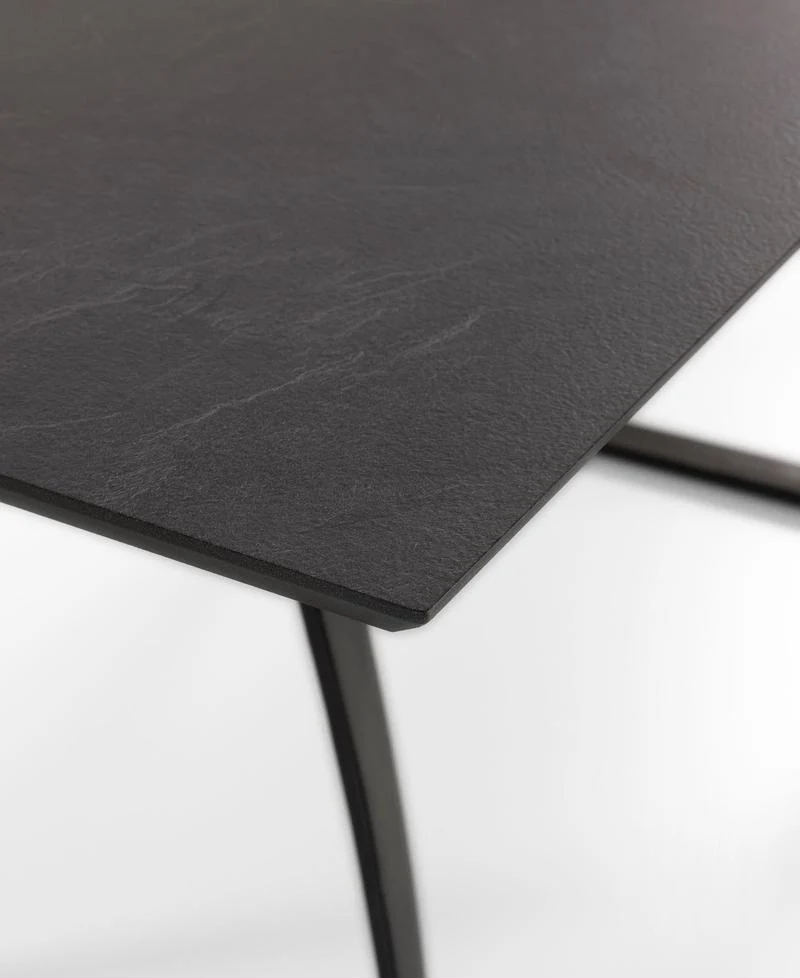 Tavolo moderno allungabile in metallo piano in legno colore grigio scuro cm 170/270x90x76h