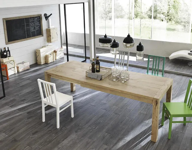 Tavolo da cucina allungabile in legno rovere crudo cm 160/240x90x76h