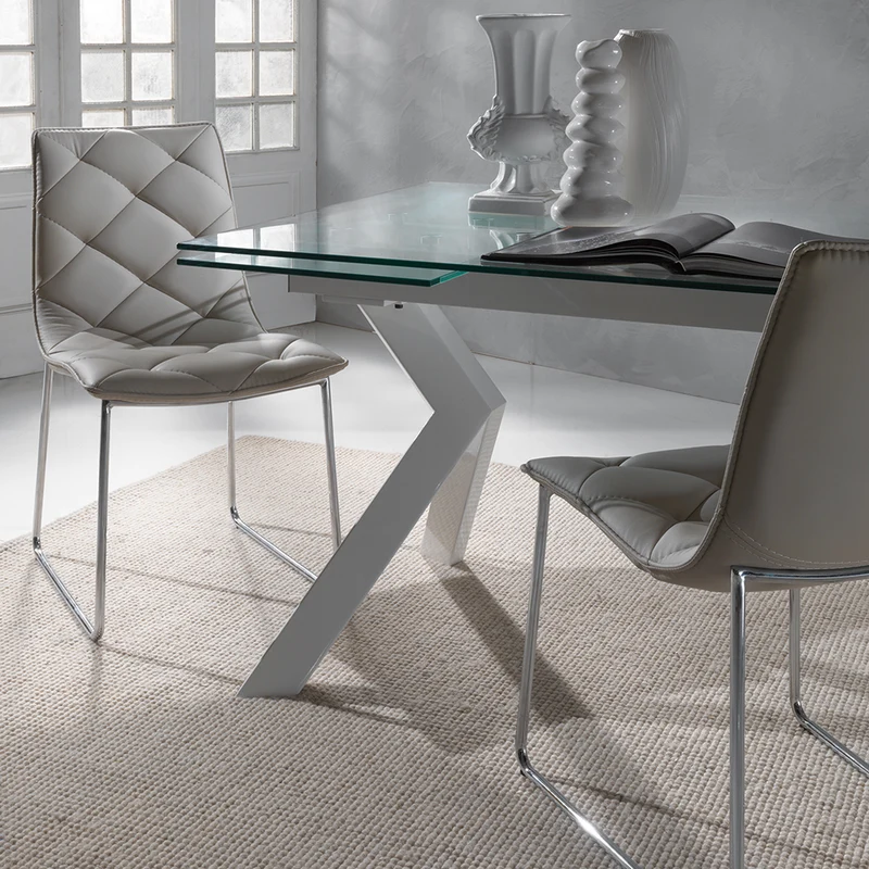 Samanta - Set da 2 Sedia moderna in metallo cromato rivestita in ecopelle - vari colori