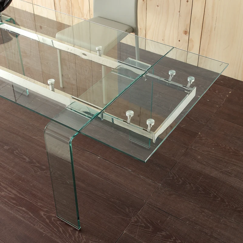 Mini Glass - Tavolo design allungabile piano in vetro struttura in metallo cm 140/200x80x75h
