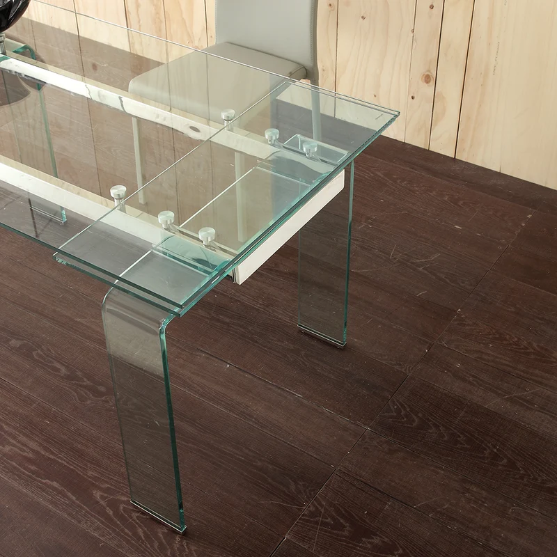 Mini Glass - Tavolo design allungabile piano in vetro struttura in metallo cm 140/200x80x75h