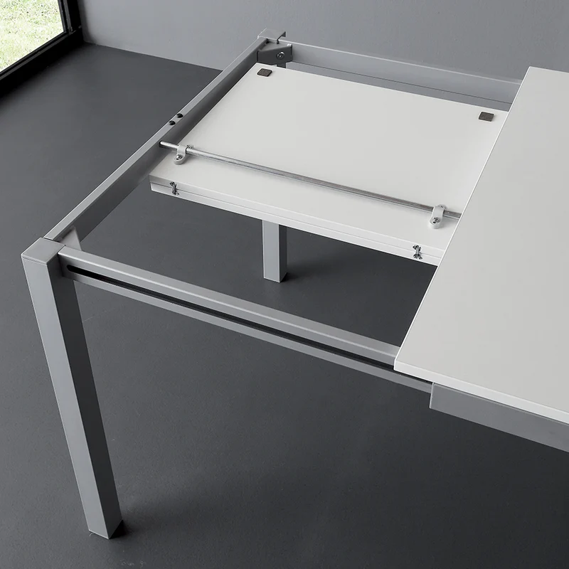 Carry - Tavolo quadrato allungabile da pranzo gambe in metallo piano in nobilitato 90/145x90x76