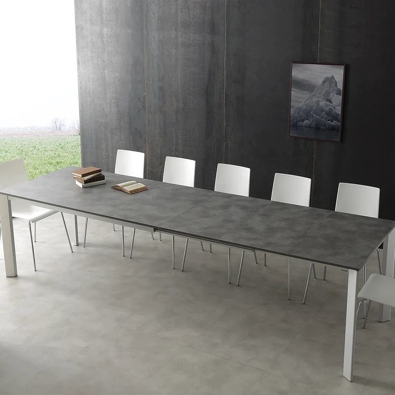 Everit - Tavolo moderno allungabile struttura in alluminio piano in legno cm 160/300x90x77h - vari colori