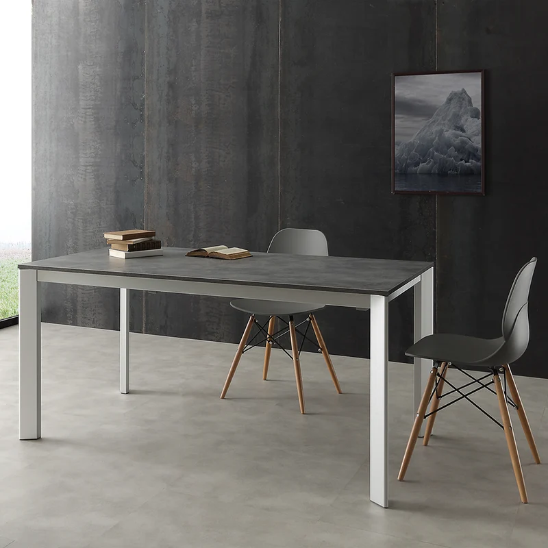 Everit - Tavolo da pranzo allungabile struttura in alluminio piano in legno cm 130/205x80x77h - vari colori