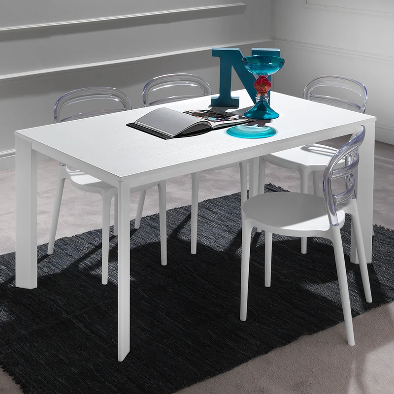Everit - Tavolo da pranzo allungabile struttura in alluminio piano in legno cm 130/205x80x77h - vari colori