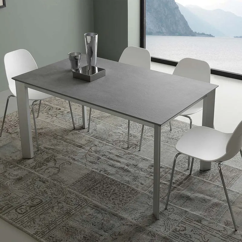 Everit - Tavolo da pranzo allungabile struttura in alluminio piano in legno cm 130/205x80x77h - vari colori