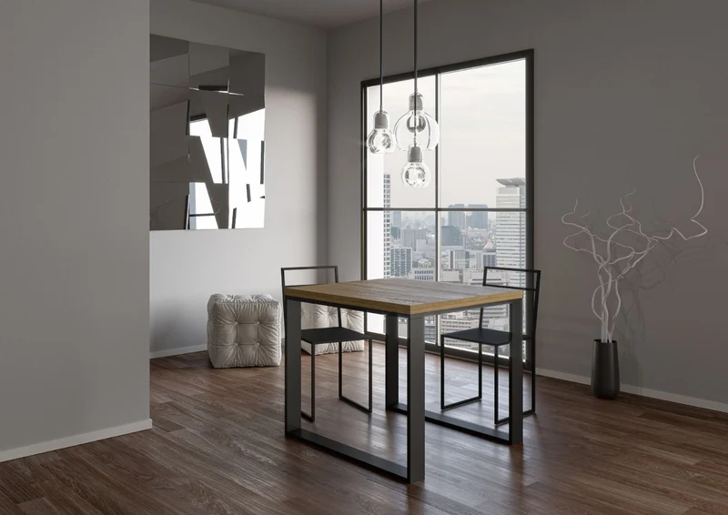Tavolo da cucina allungabile a libro industrial cm 90x90/180x78h - Vari colori