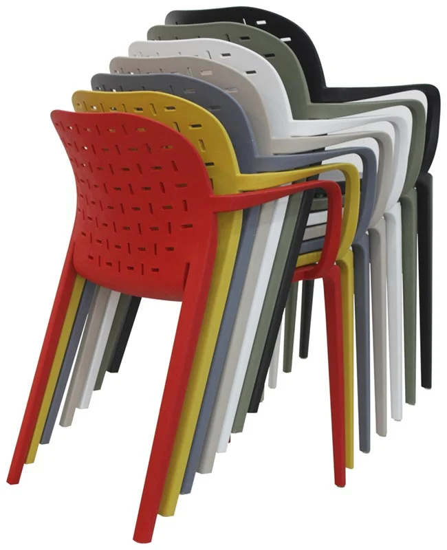Set da 2 Sedia moderna con braccioli schienale lavorato in polipropilene - vari colori