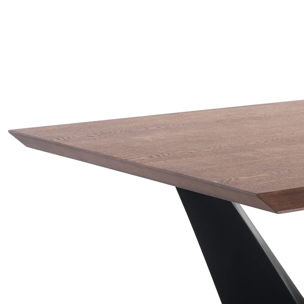 Tavolo fisso design moderno rettangolare in metallo e legno cm 200x100x76h - vari colori