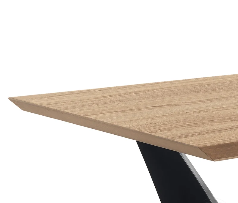Tavolo fisso design moderno rettangolare in metallo e legno cm 200x100x76h - vari colori