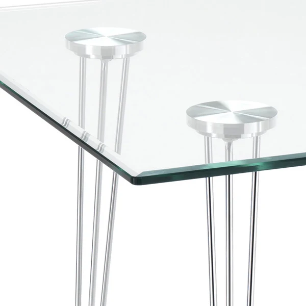 Scrivania moderna tavolo da salotto in vetro e metallo cm 130x80x75h