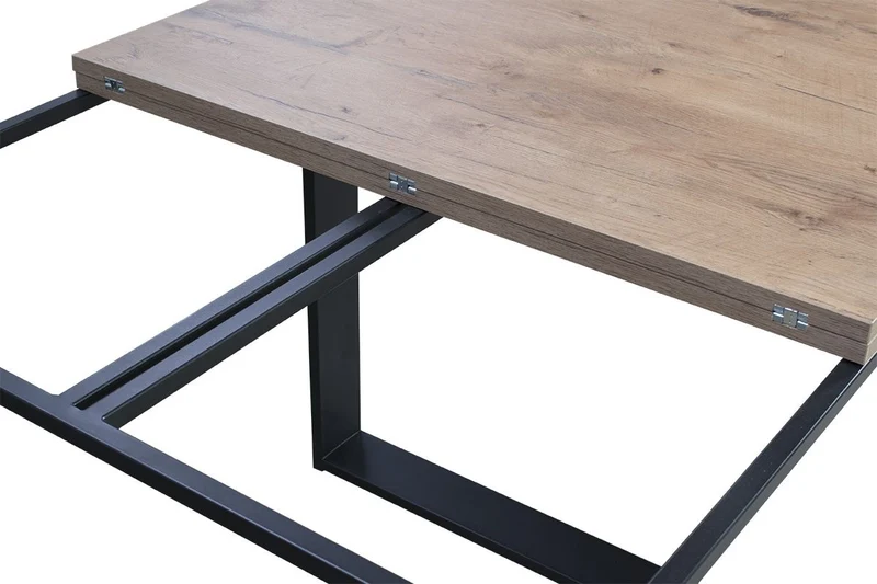 Tavolo da pranzo allungabile industrial in metallo e legno cm 120/240x90x78h - Vari colori