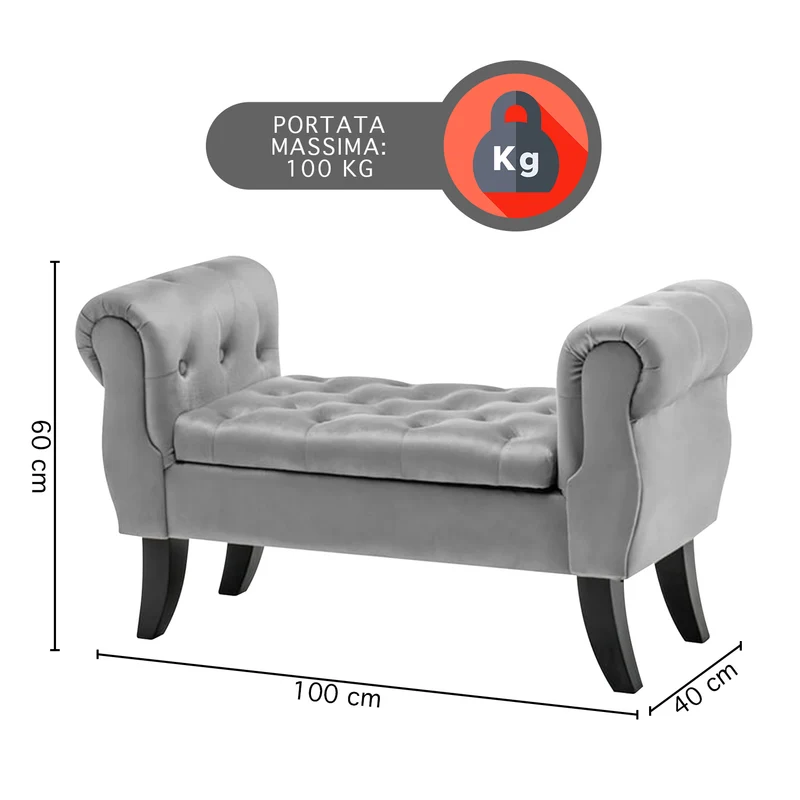 Divanetto In Velluto Panca Contenitore Pouf Porta Oggetti Il Gruppone