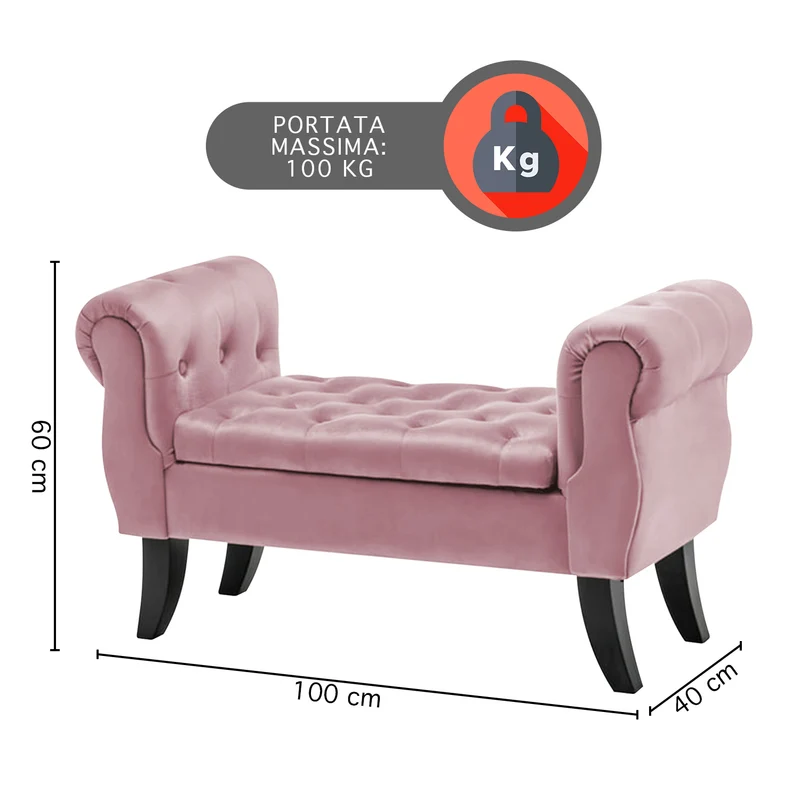 Divanetto In Velluto Panca Contenitore Pouf Porta Oggetti Il Gruppone
