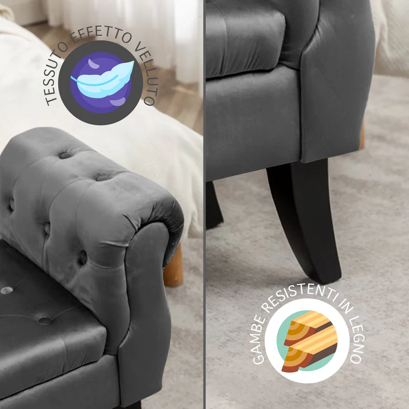 Divanetto In Velluto Panca Contenitore Pouf Porta Oggetti Il Gruppone