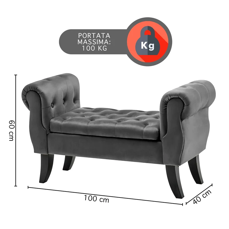 Divanetto In Velluto Panca Contenitore Pouf Porta Oggetti Il Gruppone
