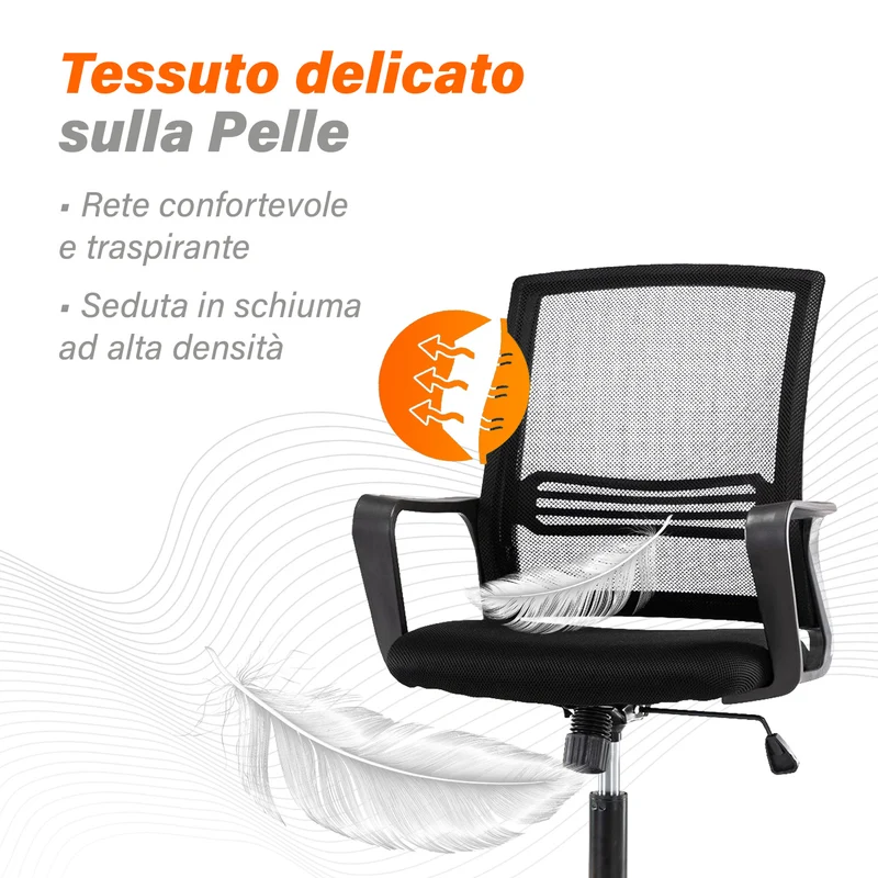 Sedia Da Ufficio In Rete,Supporto Lombare Regolabile In Altezza, Girevole Il Gruppone