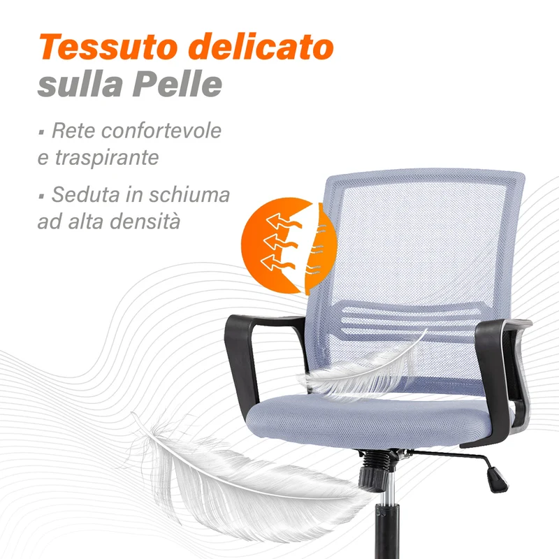 Sedia Da Ufficio In Rete,Supporto Lombare Regolabile In Altezza, Girevole Il Gruppone