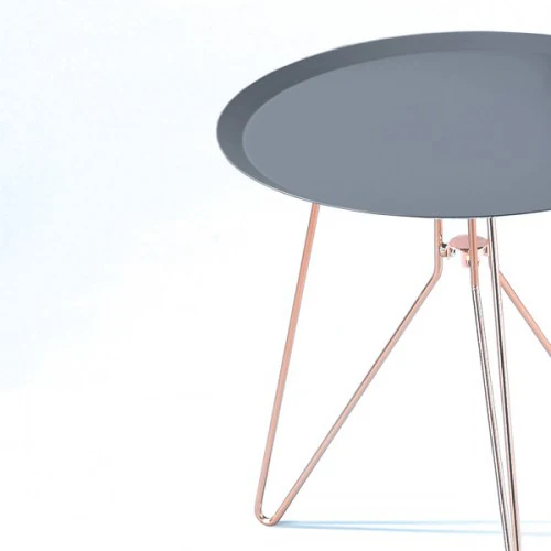 Set da 2 tavolino basso moderno da salotto con gambe e piano in acciaio