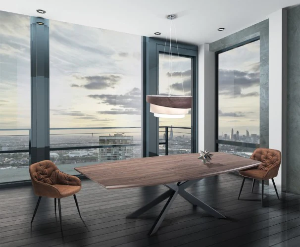 Tavolo design da pranzo allungabile piano in legno gambe in metallo cm 160/210x90x76h - vari colori