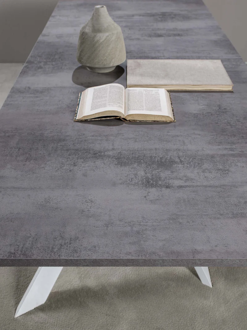 Domiziano - Tavolo allungabile design base in metallo piano in legno cm 160/270x90x75h - vari colori