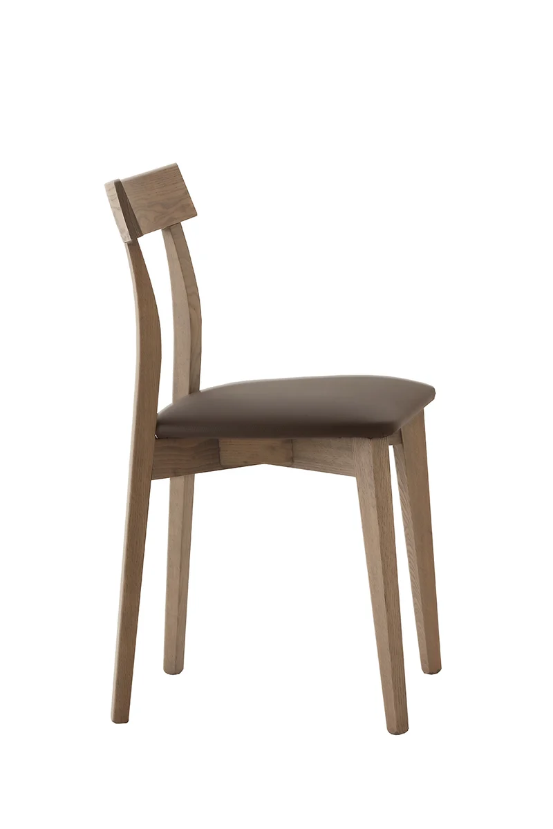 Vyolet - Set da 2 Sedia design classico in legno frassino massello e seduta in ecopelle cm 43x46x80h