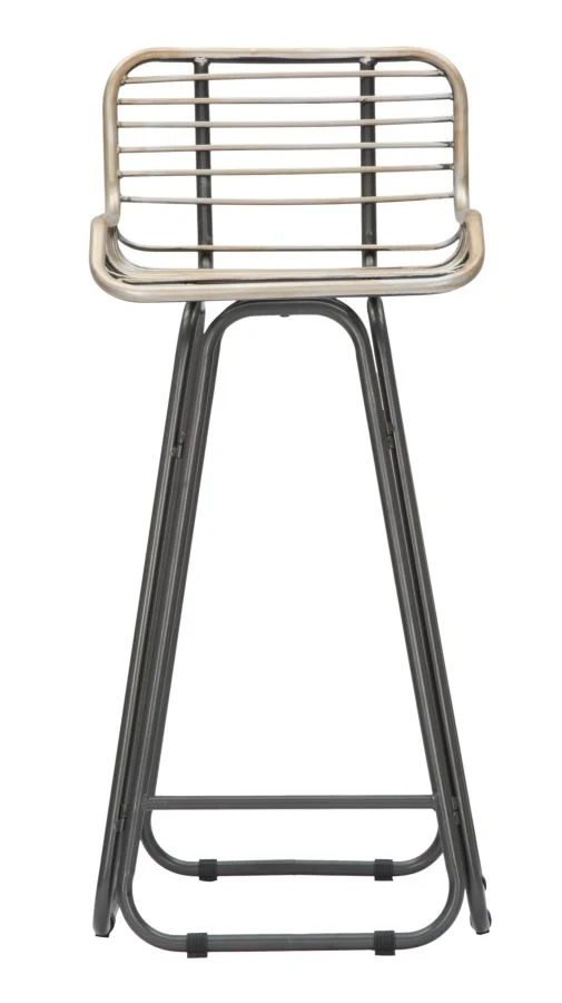 Sgabello alto da bar seduta con schienale in metallo stile industriale cm 45x45x102h