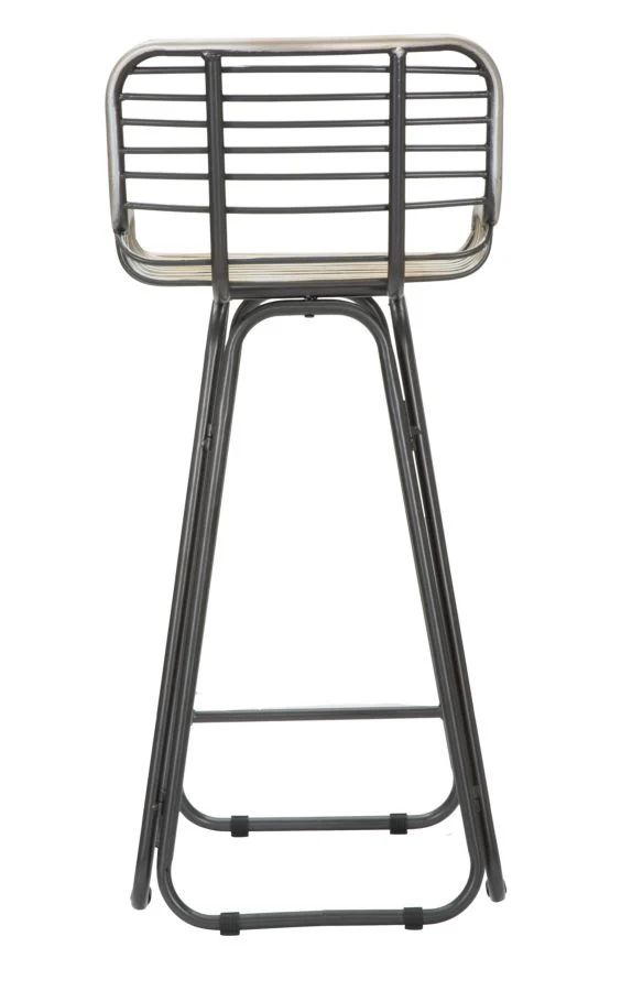 Sgabello alto da bar seduta con schienale in metallo stile industriale cm 45x45x102h