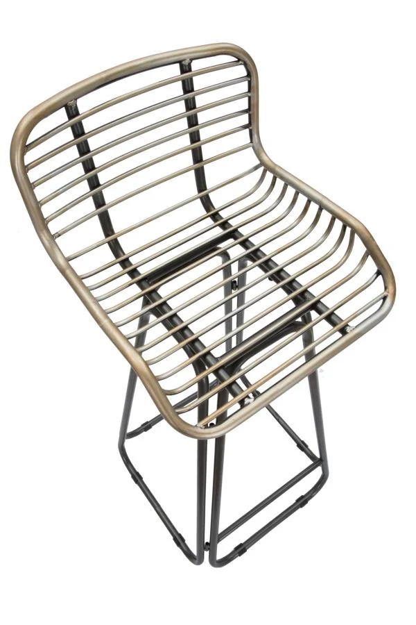 Sgabello alto da bar seduta con schienale in metallo stile industriale cm 45x45x102h
